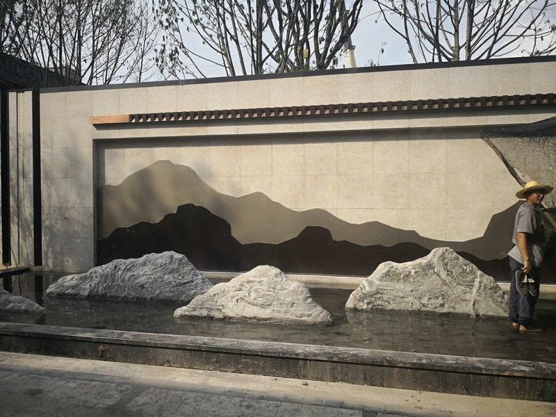 景墙山型不锈钢造型展示